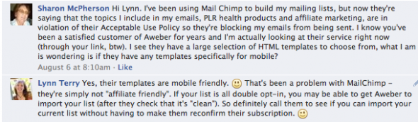 MailChimp Discussion on Facebook