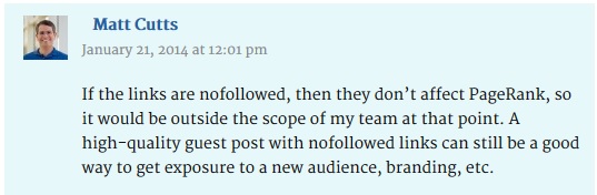 Matt Cutts Encourages Nofollow Links in Guest Posts